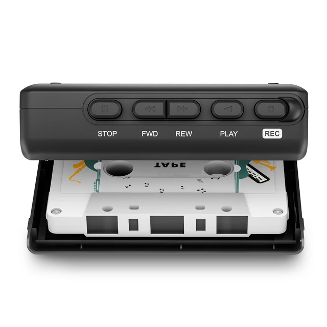 Alt view image 6 of 6 - Portable Cassette Player Tape Recorder with Built-in Speaker,Microphone,Headphone Jack-, 4.57 x 3.54 x 1.38inch (Black)