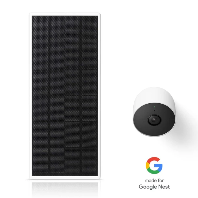 Alt view image 2 of 7 - Solar Panel for Google Nest Cam Outdoor- 2.5W Power 2 Pack Continuous charge for Nest Cam outdoor/indoor battery, 360-degree adjustable mount, Made for Google Nest