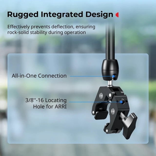 Alt view image 6 of 7 - Desktop Magic Arm Support with Super Clamp Kit, Phone Mount Clamp Aluminum Alloy, 24.3x4.5x1.1 in, 0.6lb Payload, for Smartphones, Webcams, Action Cameras - 5624