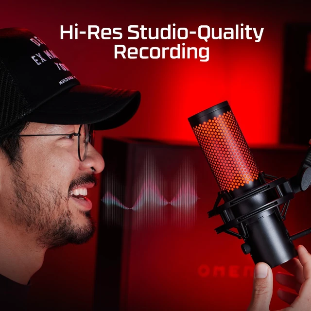 Alt view image 2 of 7 - QuadCast 2 USB Microphone for Gaming, Streaming and Podcasting, with On-Board Controls, LED Lighting, Removable Shock Mount, PC, Mac, PS5, PS4, USB-C - Black