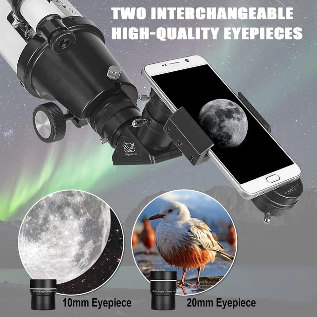 Alt view image 4 of 6 - Telescope for Adults Astronomy Beginners, 80mm Aperture 800mm Refractor Telescopes for Adults High Powered with AZ Mount, Carry Bag, Phone Mount
