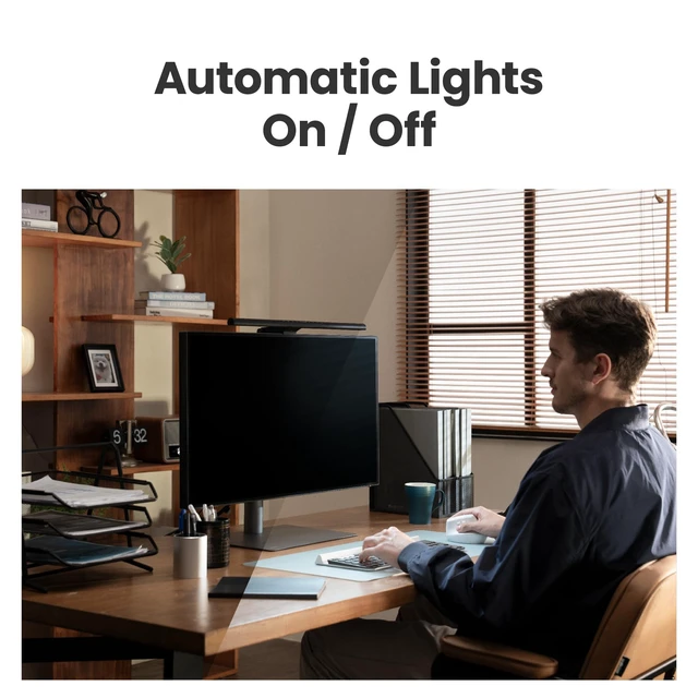 Alt view image 5 of 7 - ScreenBar Pro LED Monitor Light Bar (Black) - Ultrawide Lighting, Motion Sensor, Adjustable Brightness/Color Temperature, Eye-Care USB-C Monitor lamp, No Glare, Curved Monitors, Monitor accessory