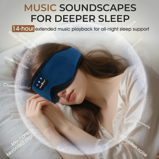 Alt view image 4 of 7 - 3D Sleep Headphones Bluetooth 5.4 Sleep Mask with HD Speakers Soft Velvet Cotton Fabric, Blackout Design, Side Sleeper Comfort, Washable Style, 14 Hours Playtime, Travel Meditation Gifts