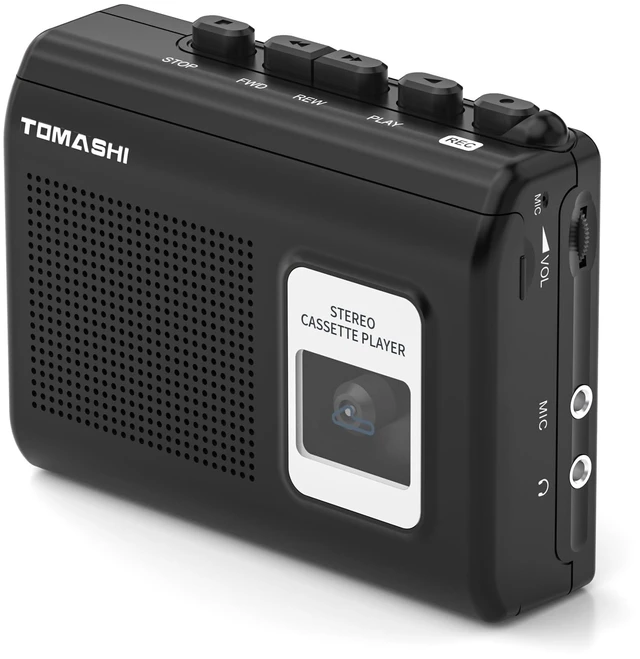 Main image of Portable Cassette Player Tape Recorder with Built-in Speaker,Microphone,Headphone Jack-, 4.57 x 3.54 x 1.38inch (Black)