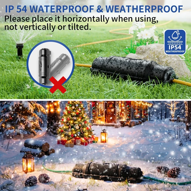 Alt view image 7 of 7 - 9 Pack Outdoor Extension Cord Safety Cover, Waterproof, Black Weatherproof Electrical Box for Plug and Socket, IP54 Water Resistant Seal, Protects Outdoor Connections and Holiday Lights