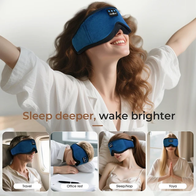 Alt view image 7 of 7 - 3D Sleep Headphones Bluetooth 5.4 Sleep Mask with HD Speakers Soft Velvet Cotton Fabric, Blackout Design, Side Sleeper Comfort, Washable Style, 14 Hours Playtime, Travel Meditation Gifts