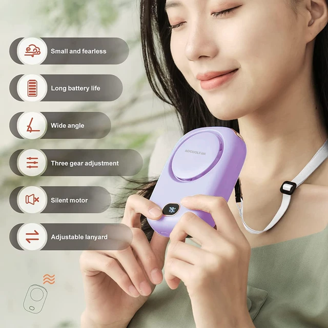 Alt view image 2 of 6 - Portable Neck Fan, Mini Small Personal Handheld Fan USB Rechargeable 3 Speed for Girls Boys Woman Eyelash Travel Home Office Outdoor (purple)
