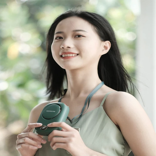 Alt view image 2 of 6 - Portable Neck Fan, Mini Small Personal Handheld Fan USB Rechargeable 3 Speed for Girls Boys Woman Eyelash Travel Home Office Outdoor (Green)