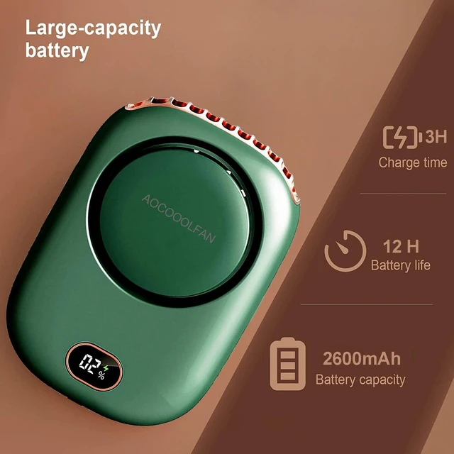 Alt view image 3 of 6 - Portable Neck Fan, Mini Small Personal Handheld Fan USB Rechargeable 3 Speed for Girls Boys Woman Eyelash Travel Home Office Outdoor (Green)
