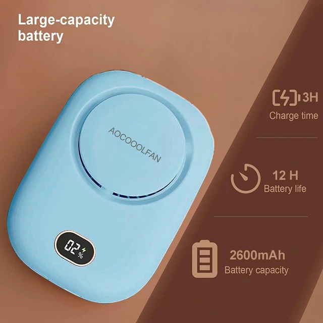 Alt view image 3 of 6 - Portable Neck Fan, Mini Small Personal Handheld Fan USB Rechargeable 3 Speed for Girls Boys Woman Eyelash Travel Home Office Outdoor (light blue)