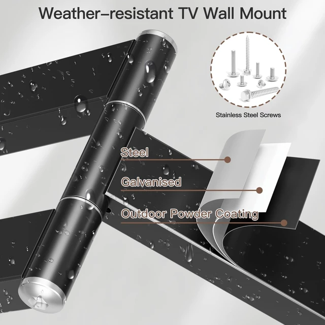 Alt view image 4 of 7 - Outdoor Long Arm TV Mount for 26-65" TVs, 37.4in Extension Max VESA 400x400, Weatherproof full motion TV mount bracket, swivel & tilt, holds up to 77 lbs for outdoor patio use