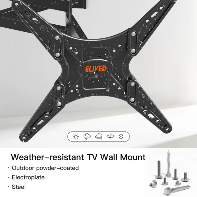 Alt view image 6 of 7 - Outdoor Long Arm TV Mount for 26-65" TVs, 37.4in Extension Max VESA 400x400, Weatherproof full motion TV mount bracket, swivel & tilt, holds up to 77 lbs for outdoor patio use