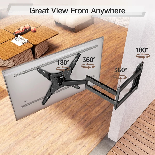 Alt view image 3 of 7 - Outdoor Long Arm TV Mount for 26-65" TVs, 37.4in Extension Max VESA 400x400, Weatherproof full motion TV mount bracket, swivel & tilt, holds up to 77 lbs for outdoor patio use