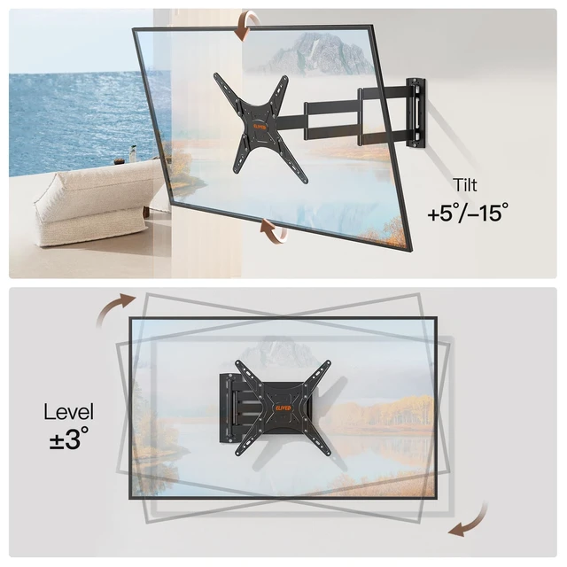 Alt view image 5 of 7 - Outdoor Long Arm TV Mount for 26-65" TVs, 37.4in Extension Max VESA 400x400, Weatherproof full motion TV mount bracket, swivel & tilt, holds up to 77 lbs for outdoor patio use