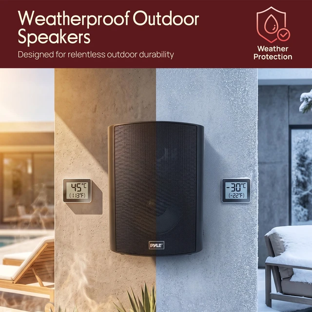 Alt view image 3 of 6 - 6.5-Inch Wall Mount Waterproof Bluetooth Speaker System Indoor/Outdoor Audio Pair with Built-in Digital Amplifier, Weather-Resistant Housing, High-Power Sound, Easy Installation (Black)