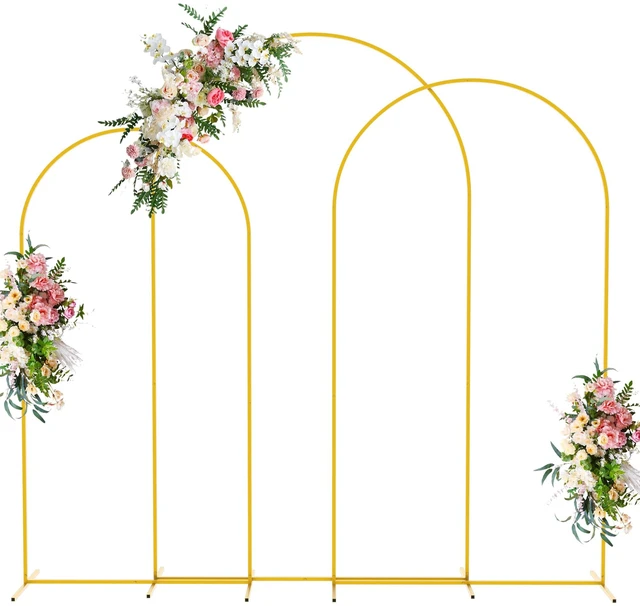 Main image of Wedding Arch Backdrop Stand 8FT, 7.2FT, 6.6FT Set of 3 Gold Metal Arch Backdrop Stand for Wedding Ceremony Baby Shower Birthday Party Garden Floral Balloon Arch Decoration