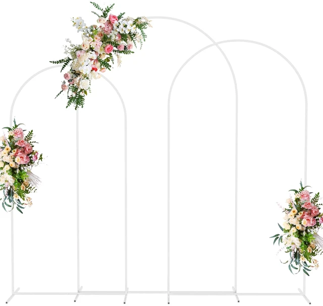 Main image of Wedding Arch Backdrop Stand 8FT,7.2FT,6.6FT White Metal Arch Stand Metal Arch Backdrop Stand Set of 3 Balloon Arch Frame for Wedding Ceremony Birthday Party Bridal Baby Shower Decor