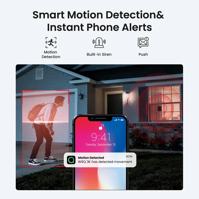 Alt view image 6 of 7 - Window Security Camera 2K, Indoor WiFi Cameras 2.4GHz/5GHz, 2 Pack with Colorvue AI Color Night Vision, Person Detection with Auto-Focus, 24/7 Recording Compatible with Alexa & Google Home