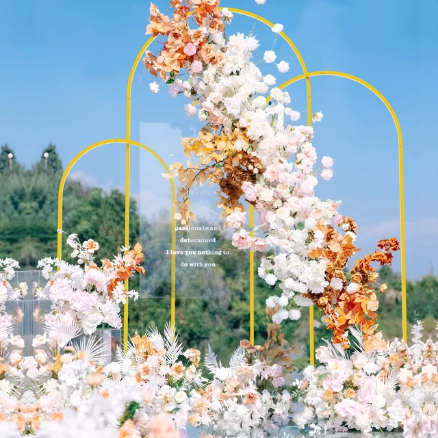 Alt view image 3 of 6 - Wedding Arch Backdrop Stand 6FT,5FT,4FT Gold Metal Arch Stand Set Metal Arch Backdrop Stand Set of 3 Balloon Arch Frame for Wedding Ceremony Birthday Party Bridal Baby Shower Decor