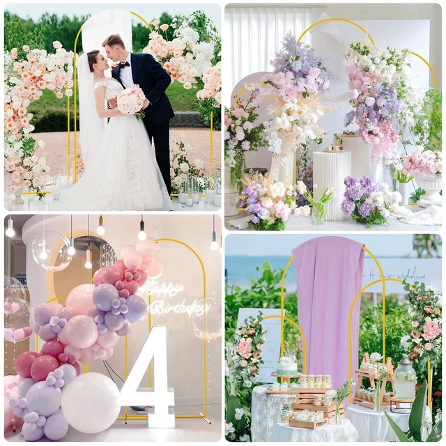 Alt view image 6 of 6 - Wedding Arch Backdrop Stand 6FT,5FT,4FT Gold Metal Arch Stand Set Metal Arch Backdrop Stand Set of 3 Balloon Arch Frame for Wedding Ceremony Birthday Party Bridal Baby Shower Decor