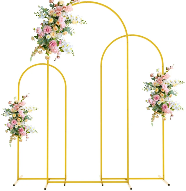 Main image of Wedding Arch Backdrop Stand 6FT,5FT,4FT Gold Metal Arch Stand Set Metal Arch Backdrop Stand Set of 3 Balloon Arch Frame for Wedding Ceremony Birthday Party Bridal Baby Shower Decor