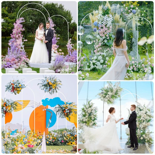Alt view image 6 of 6 - Wedding Arch Backdrop Stand 8FT,7.2FT,6.6FT White Metal Arch Stand Metal Arch Backdrop Stand Set of 3 Balloon Arch Frame for Wedding Ceremony Birthday Party Bridal Baby Shower Decor