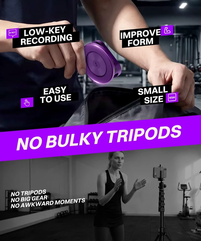 Alt view image 4 of 7 - Magnetic Phone Holder for Gym,Adjustable Tripod Mount Ring Purple Gym Magnetic Phone Holder, Portable Phone Mount to Metal Surface,Gym Accessories for Workout Recording for iPhone and Android