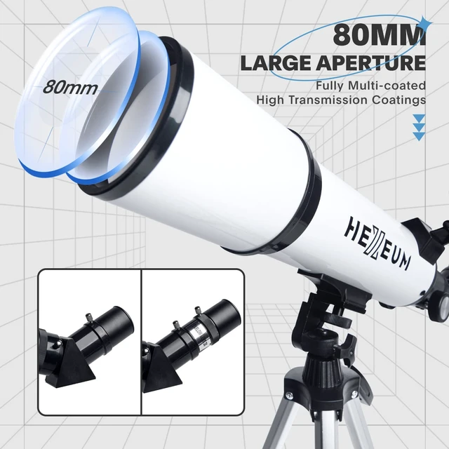 Alt view image 2 of 7 - Telescope for Adults, 80mm/600mm AZ Refractor for Beginners High-power 80mm AZ refractor for adults and beginners, with Barlow lens, phone adapter, wireless remote and carry bag