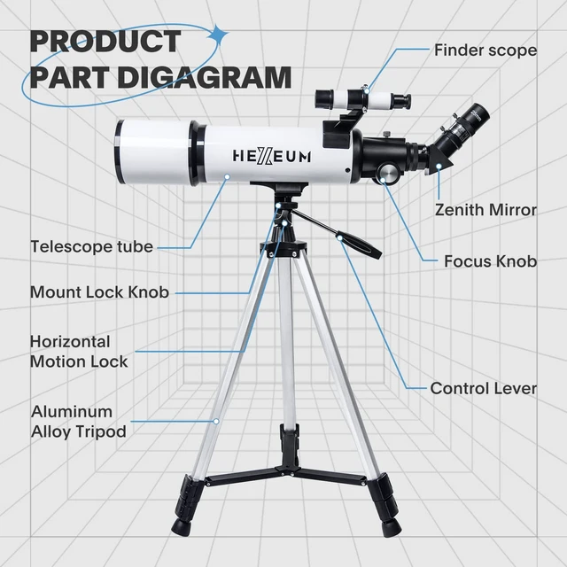 Alt view image 5 of 7 - Telescope for Adults, 80mm/600mm AZ Refractor for Beginners High-power 80mm AZ refractor for adults and beginners, with Barlow lens, phone adapter, wireless remote and carry bag