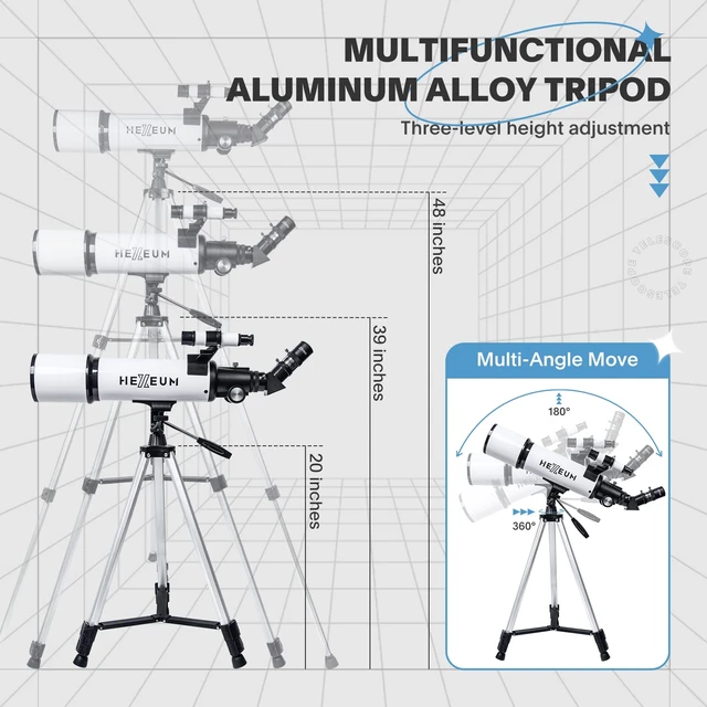 Alt view image 6 of 7 - Telescope for Adults, 80mm/600mm AZ Refractor for Beginners High-power 80mm AZ refractor for adults and beginners, with Barlow lens, phone adapter, wireless remote and carry bag