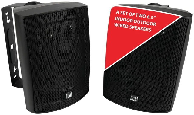 Main image of LU63PB 6.5" 3-Way Indoor Outdoor Wired Speakers Pair Weather & UV resistant, for patio, pool & garage, expansive stereo sound, easy setup, wired home speakers, black pair