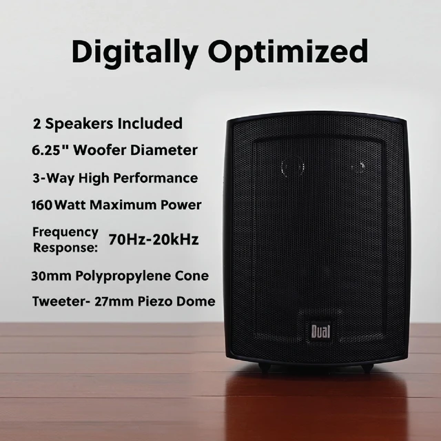 Alt view image 2 of 7 - LU63PB 6.5" 3-Way Indoor Outdoor Wired Speakers Pair Weather & UV resistant, for patio, pool & garage, expansive stereo sound, easy setup, wired home speakers, black pair