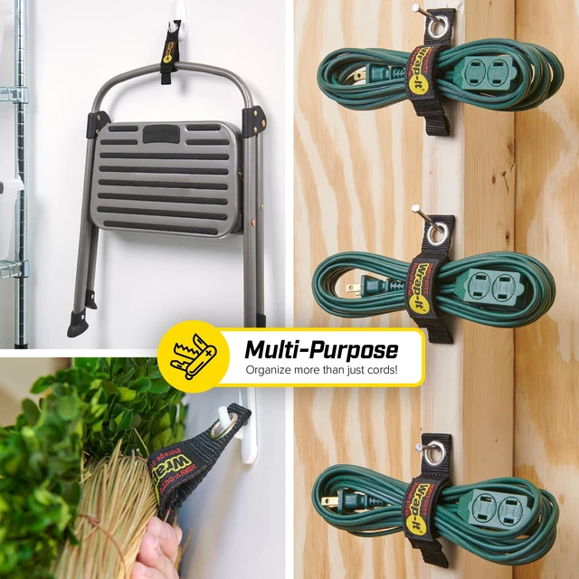 Alt view image 4 of 7 - Heavy-Duty Straps, 7-inch (6 Pack) - Hook and Loop Tool Cord Organizer, Extension Cord Hanger, Kitchen Cord Keeper, Cable Straps for Cords, Hoses, Rope, RV, and Garage Organization