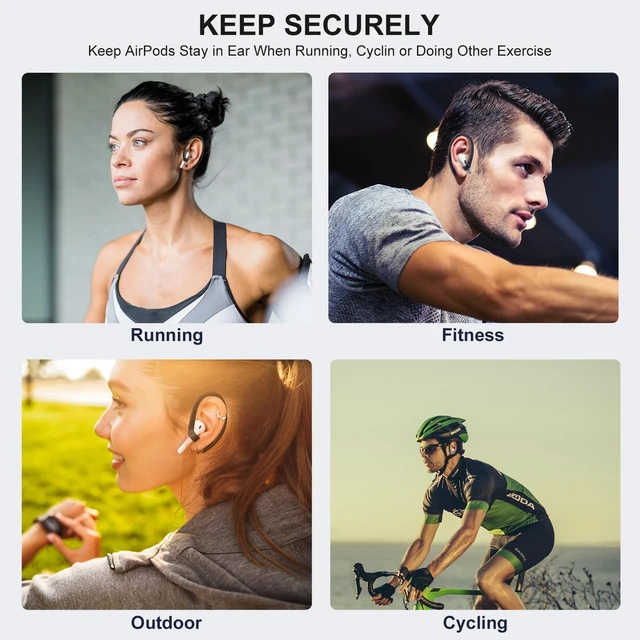 Alt view image 3 of 6 - 2 Pairs Ear Hooks for AirPods 5 Pro 2 1 AirPod 4-1, Black Upgraded Anti Slip Sports Clip Hooks, Full Button Access, Friendly to Glasses Wearers, Comfortable, Easy Install & Take off