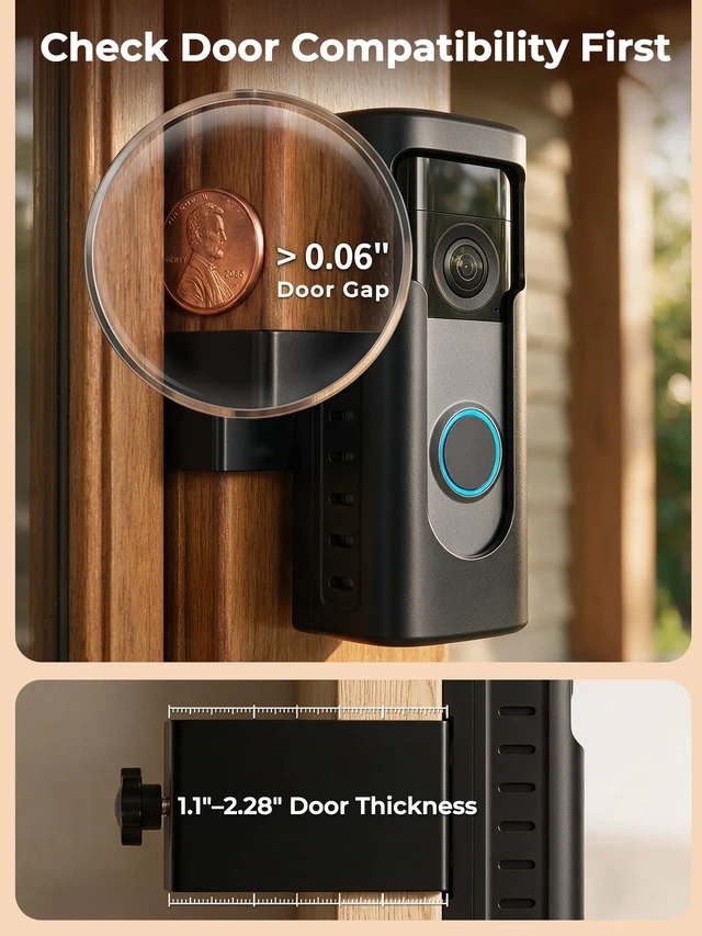Alt view image 4 of 7 - Anti-Theft Doorbell Mount Compatible with Ring/Blink(2026 Release) No-dirll Doorbell Kits for 2026 Ring/Blink Battery Doorbell, Full-Coverage Doorbell Camera Mount for Apartments, Rentals