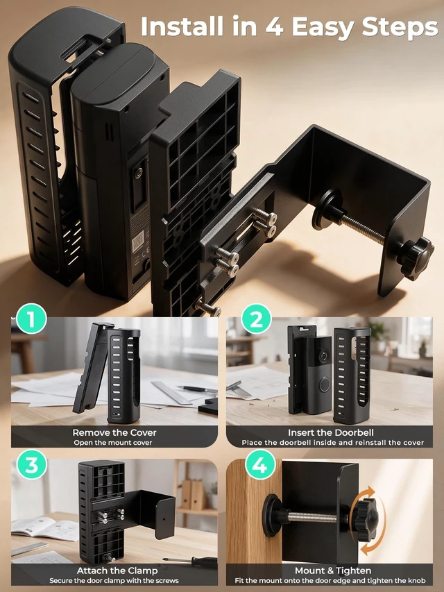 Alt view image 7 of 7 - Anti-Theft Doorbell Mount Compatible with Ring/Blink(2026 Release) No-dirll Doorbell Kits for 2026 Ring/Blink Battery Doorbell, Full-Coverage Doorbell Camera Mount for Apartments, Rentals