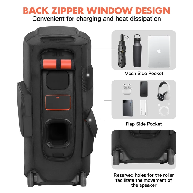 Alt view image 6 of 7 - Speaker Case Compatible with JBL PartyBox 720,Bottomless Cover Portable Speaker Dust Cover with Multi-Pockets Fits for JBL Party Box 720 for Outdoor Travel,Cover Only(Without Wheels)
