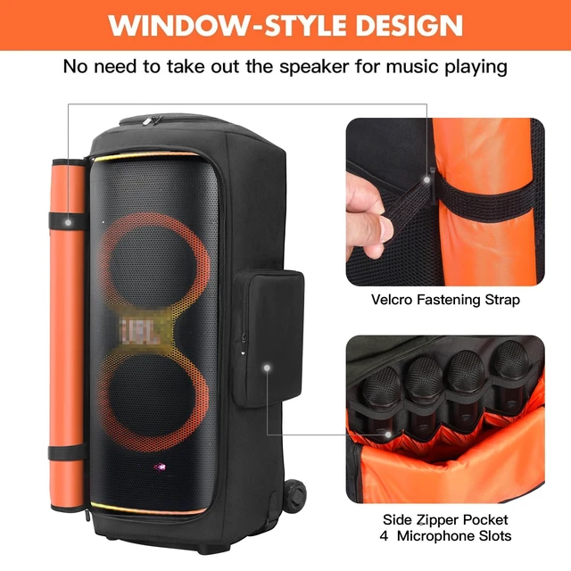 Alt view image 5 of 7 - Speaker Case Compatible with JBL PartyBox 720,Bottomless Cover Portable Speaker Dust Cover with Multi-Pockets Fits for JBL Party Box 720 for Outdoor Travel,Cover Only(Without Wheels)