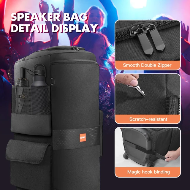 Alt view image 7 of 7 - Speaker Case Compatible with JBL PartyBox 720,Bottomless Cover Portable Speaker Dust Cover with Multi-Pockets Fits for JBL Party Box 720 for Outdoor Travel,Cover Only(Without Wheels)