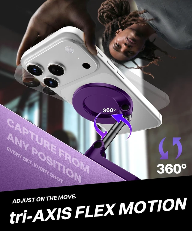Alt view image 3 of 7 - Magnetic Phone Holder for Gym,Adjustable Tripod Mount Ring Purple Gym Magnetic Phone Holder, Portable Phone Mount to Metal Surface,Gym Accessories for Workout Recording for iPhone and Android