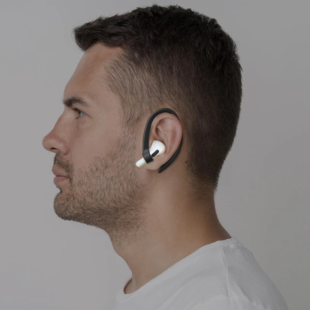 Alt view image 2 of 6 - 2 Pairs Ear Hooks for AirPods 5 Pro 2 1 AirPod 4-1, Black Upgraded Anti Slip Sports Clip Hooks, Full Button Access, Friendly to Glasses Wearers, Comfortable, Easy Install & Take off