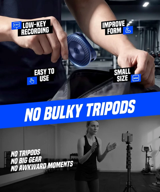 Alt view image 4 of 7 - Magnetic Phone Holder for Gym,Adjustable Tripod Mount Ring Blue Gym Magnetic Phone Holder, Portable Phone Mount to Metal Surface,Gym Accessories for Workout Recording for iPhone and Android