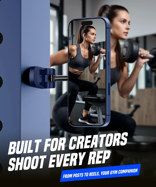 Alt view image 7 of 7 - Magnetic Phone Holder for Gym,Adjustable Tripod Mount Ring Blue Gym Magnetic Phone Holder, Portable Phone Mount to Metal Surface,Gym Accessories for Workout Recording for iPhone and Android