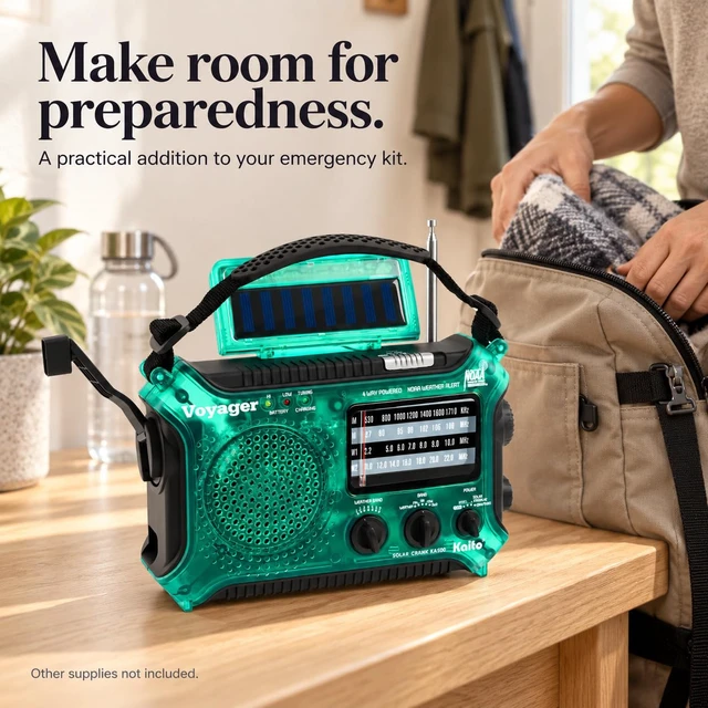 Alt view image 2 of 7 - KA500GRN 5-Way Powered Emergency AM/FM/SW Weather Alert Radio, Green