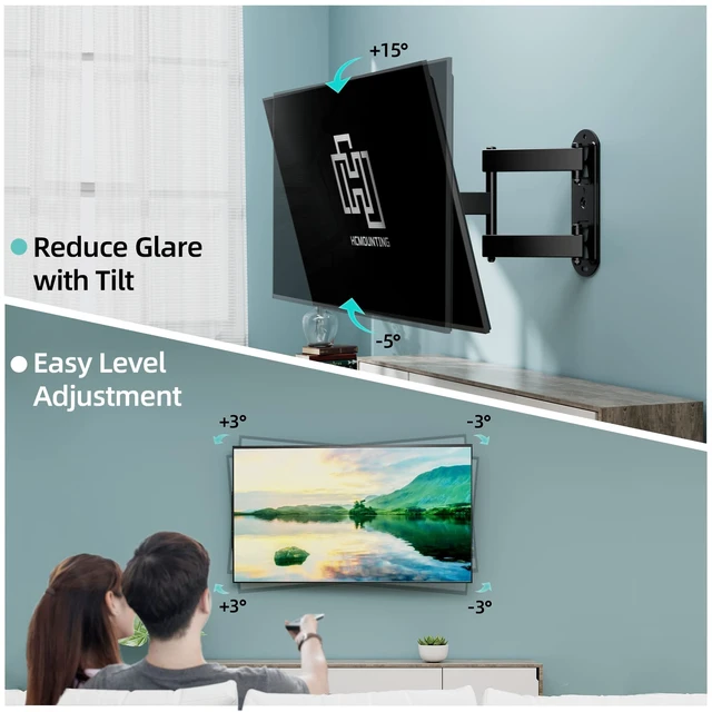 Alt view image 4 of 7 - Outdoor Full Motion TV Wall Mount for 2665 Flat & Curved TVs Weatherproof bracket for patio and gazebo,Stainless Steel,Single Stud Anti-Drop Swivel Tilt,Max VESA 400x400mm, Holds 88 Lbs