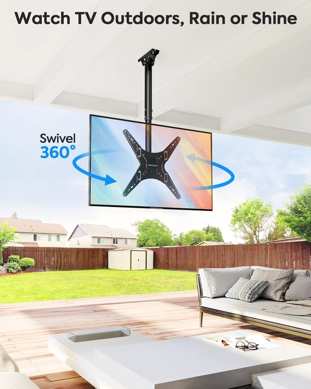 Alt view image 3 of 7 - Outdoor Ceiling TV Mount for 26"- 65" TVs, Waterproof & Rustproof Outside Ceiling Mount with Stainless Steel Hardware, Heavy Duty 99lbs Full Motion Bracket for Patio/Gazebo, Max VESA 400x400mm