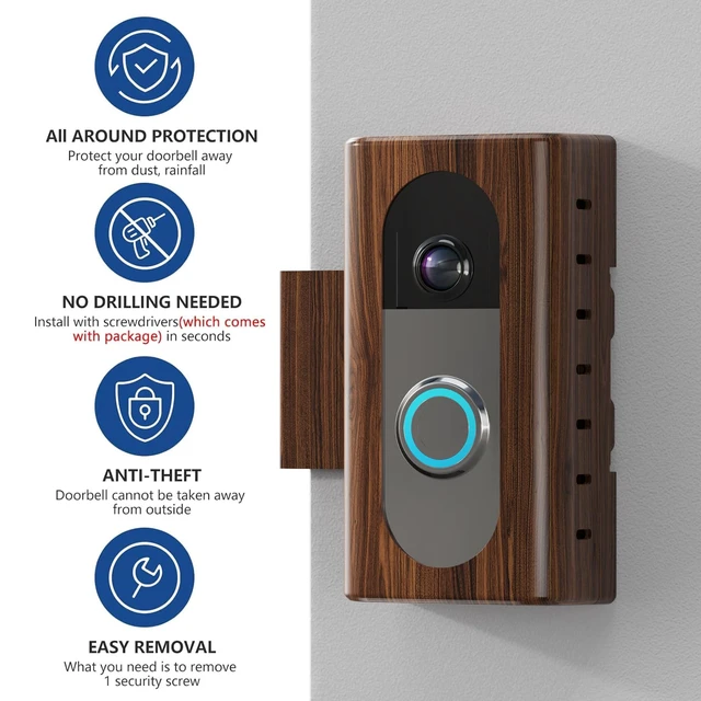 Alt view image 4 of 7 - Anti-Theft Video Doorbell Mount Compatible with Most Wireless Video Doorbell, Adjustable Mounting Bracket Accessories for Houses, Apartments, Businesses
