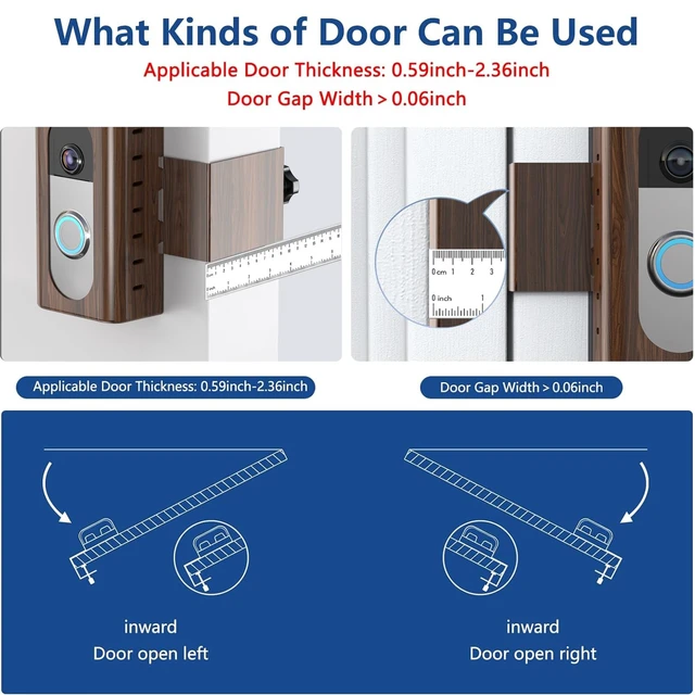 Alt view image 3 of 7 - Anti-Theft Video Doorbell Mount Compatible with Most Wireless Video Doorbell, Adjustable Mounting Bracket Accessories for Houses, Apartments, Businesses