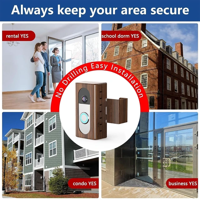 Alt view image 6 of 7 - Anti-Theft Video Doorbell Mount Compatible with Most Wireless Video Doorbell, Adjustable Mounting Bracket Accessories for Houses, Apartments, Businesses