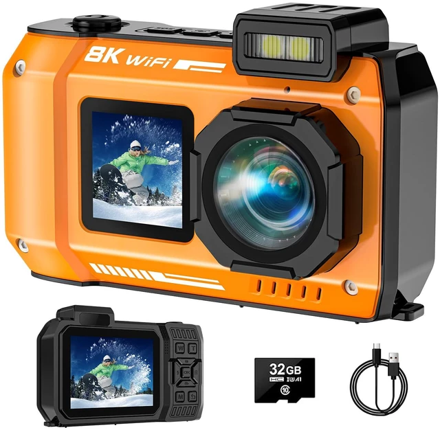 Main image of 8K Underwater Camera, 70MP 33FT WiFi Waterproof Digital Camera with 32GB